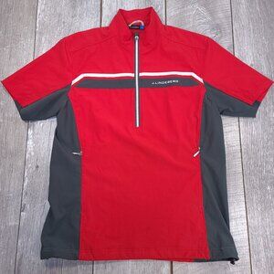 J Lindeberg Jacket Mens Medium Red Short Sleeve Pullover 1/4 Zip Golf